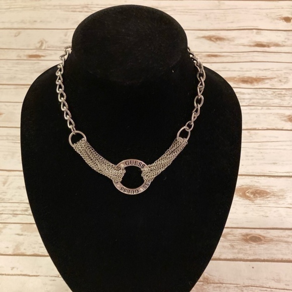 Guess Silver Chain Statement Necklace